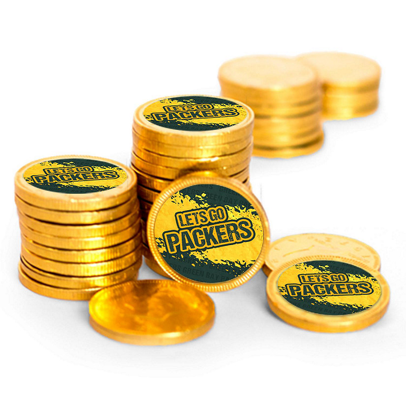 84 Pcs Packers Themed Football Party Candy Favors Chocolate Coins Image