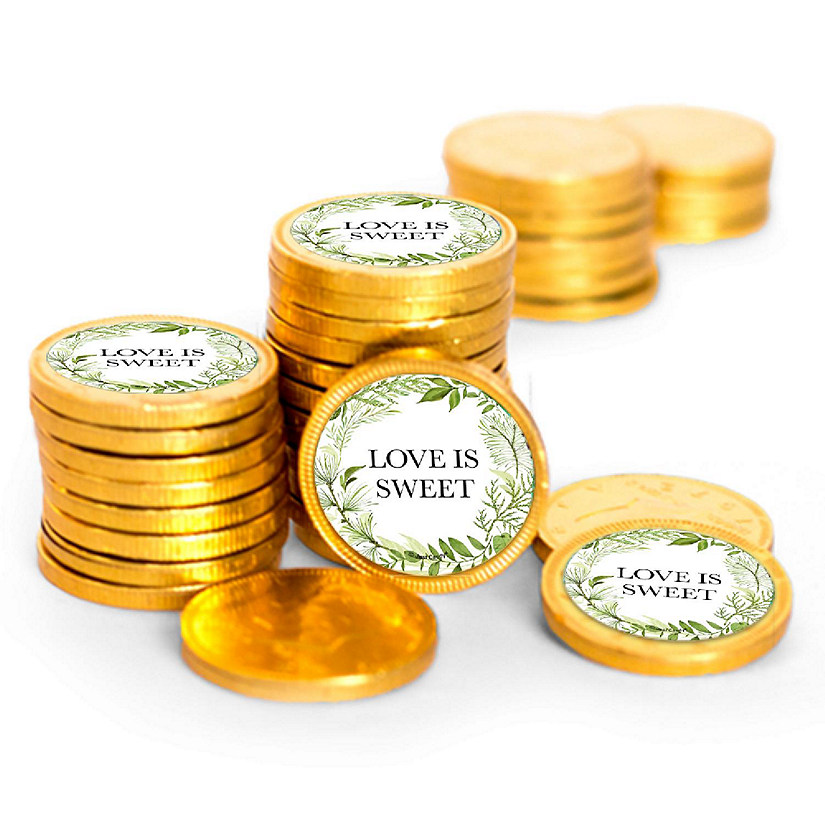 84ct Wedding Candy Party Favors Chocolate Coins (84 Count) Botanical - By Just Candy Image