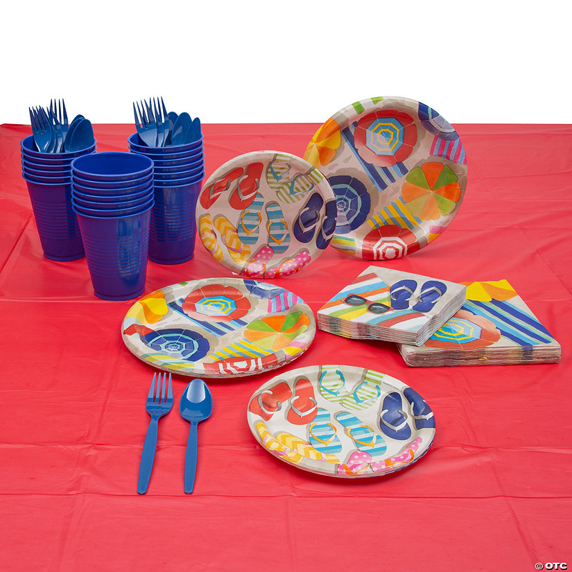 85 Pc. Beach Bum Party Tableware Kit for 8 Guests Image