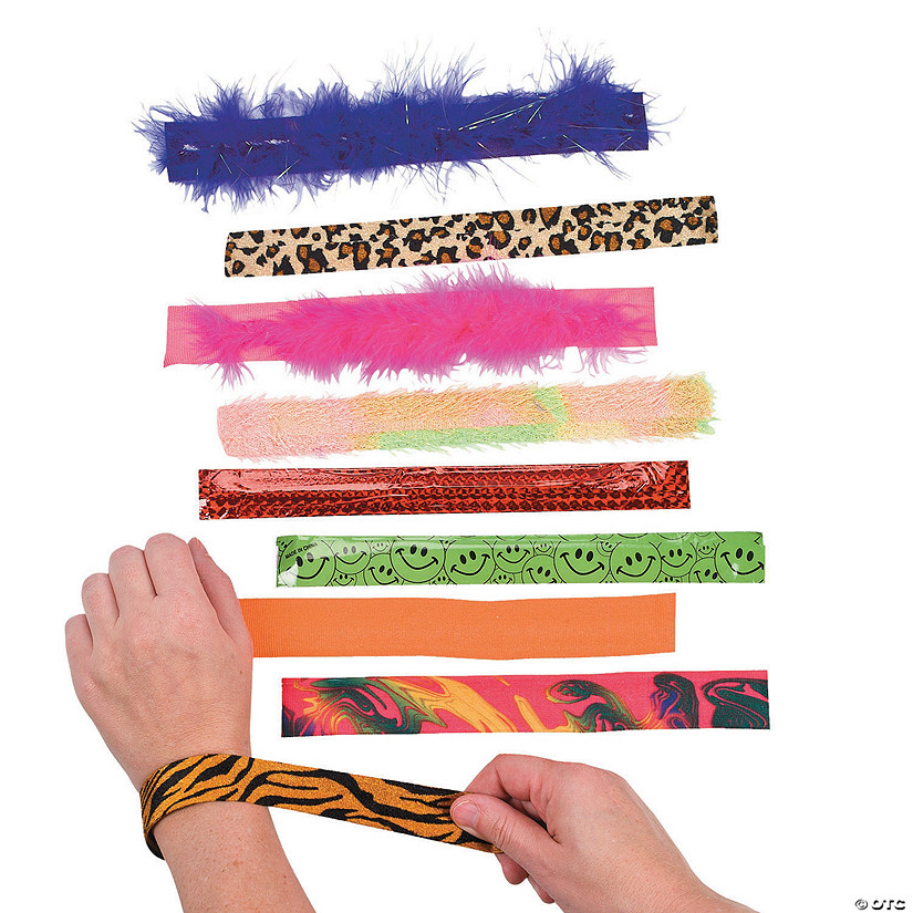 9 1/2" Bulk 100 Pc. Patterned & Textured Plastic Slap Bracelet Assortment Image