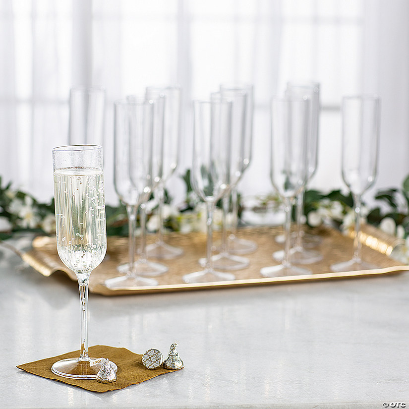 9 1/4" 4 oz. Bulk 100 Ct. Clear Plastic Disposable Champagne Flutes Image