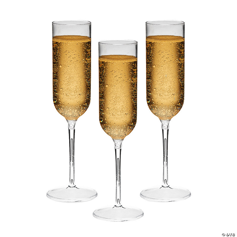 9 1/4" 4 oz. Clear BPA-Free Plastic Champagne Flutes - 25 Ct. Image
