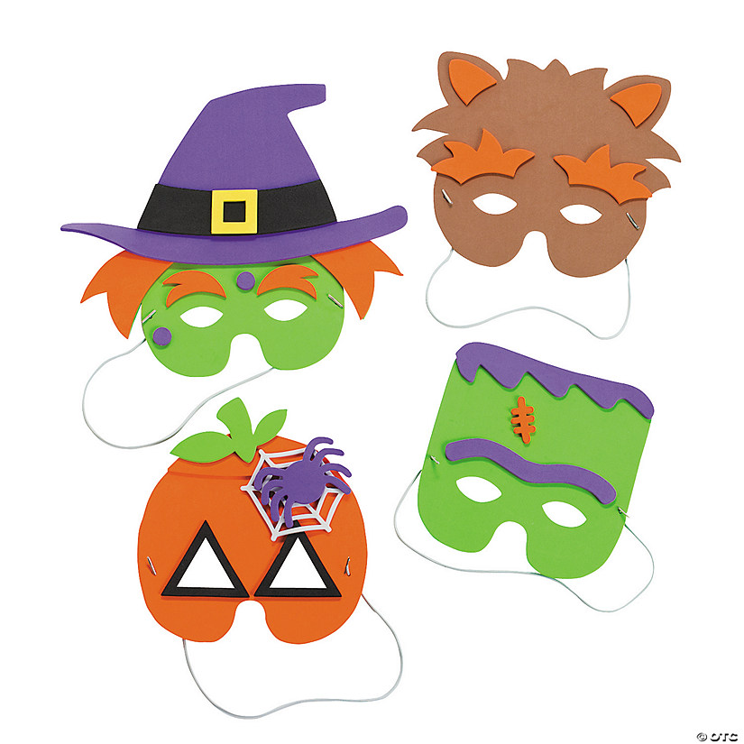 9 3/4" Halloween Characters Half Mask Foam Craft Kit - Makes 12 Image