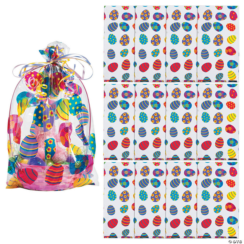 9 3/4" x 6 1/4" x 17 3/4" Large Easter Basket Cellophane Bags - 12 Pc. Image