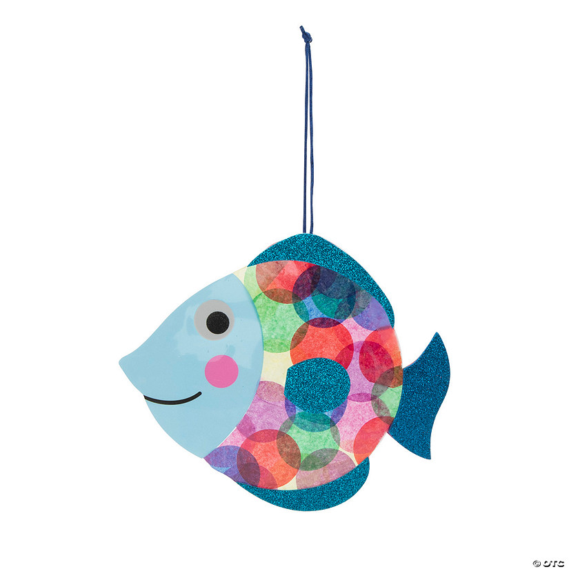 9 3/4" x 8 1/4" Bright Dot Fish Glitter Sign Craft Kit - Makes 12 Image