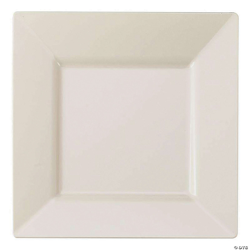 9.5" Ivory Square Plastic Dinner Plates (40 Plates) Image