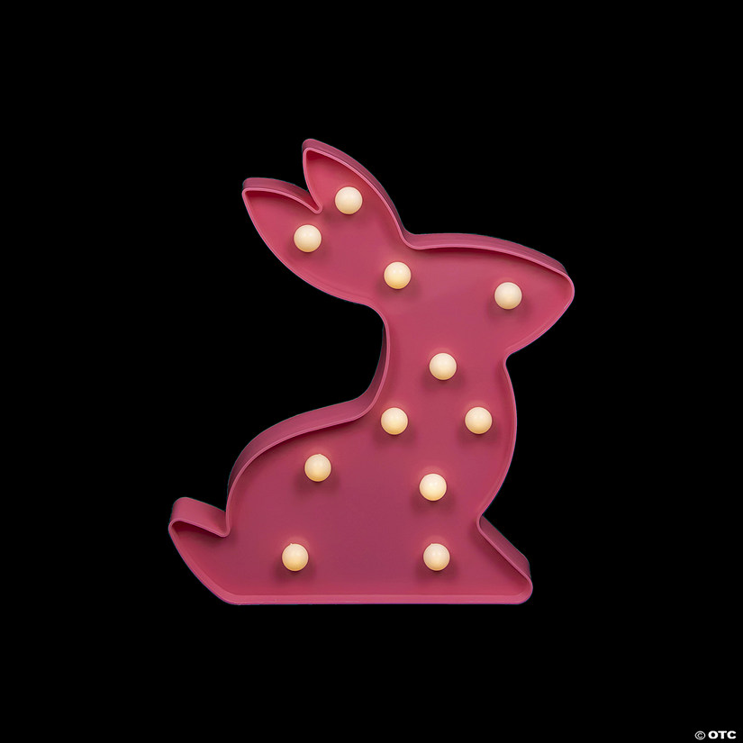 9.5" LED Lighted Pink Easter Bunny Marquee Wall Sign Image