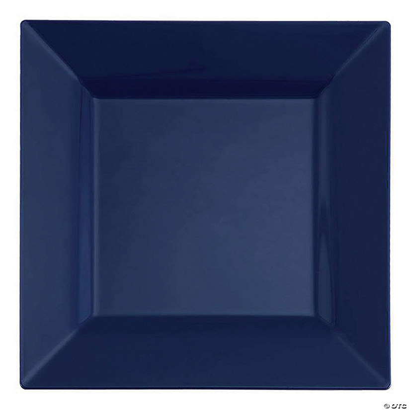 9.5" Midnight Blue Square Plastic Dinner Plates (40 Plates) Image