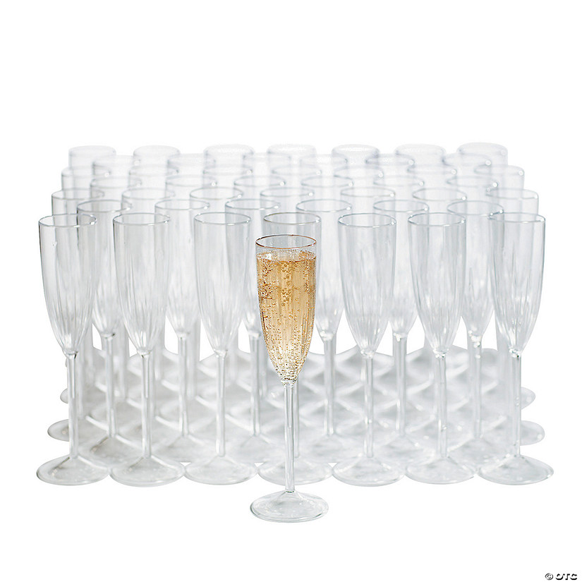 9" 5 oz. Bulk 100 Ct. Premium Etched Plastic Champagne Flutes Image