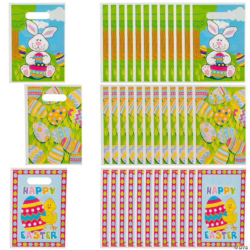 9" Easter Party Plastic Goody Bags - 36 Pc. Image