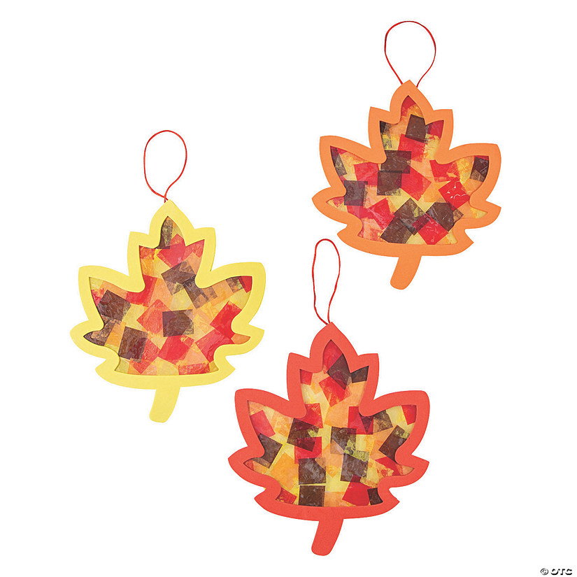 9" Fall Leaf Tissue Paper Hanging Ornament Craft Kit - Makes 12 Image