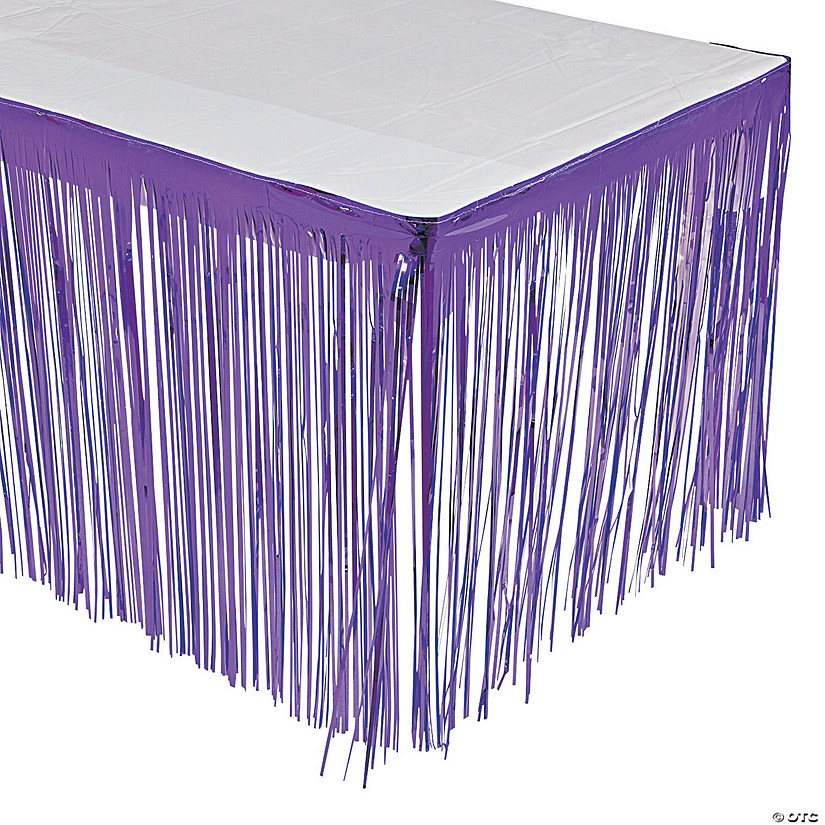 9 ft. x 29" Purple Metallic Fringe Plastic Table Skirt Image