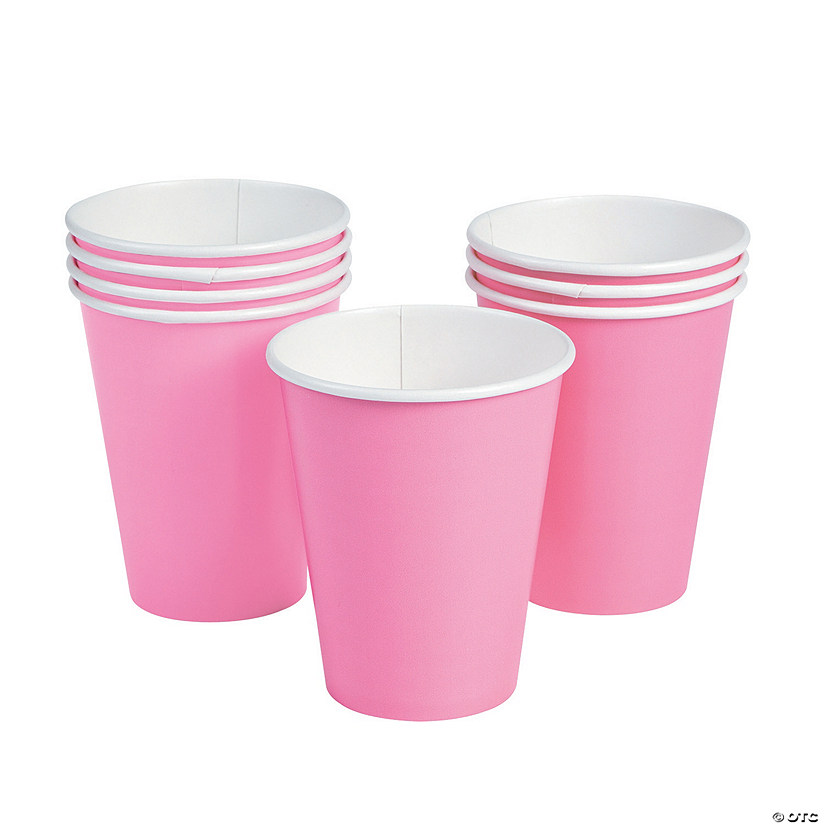 9 oz. Candy Pink Disposable Paper Cups - 24 Ct. Image