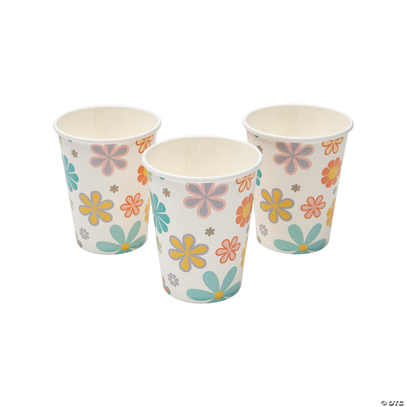 9 oz. Groovy Flower Power Party Disposable Paper Cups - 8 Ct. Image