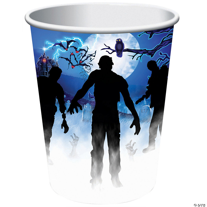 9 oz. Haunted Graveyard Zombie Party Disposable Paper Cups - 8 Ct. Image