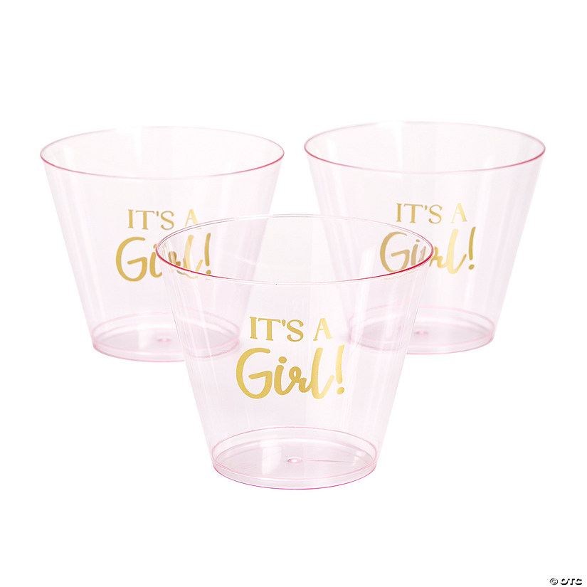 9 oz. It's a Girl Disposable Plastic Cups - 24 Ct. Image