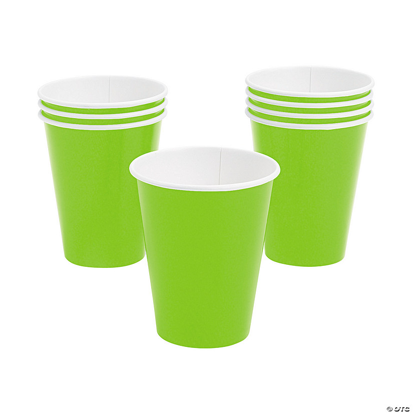 9 oz. Lime Green Disposable Paper Cups - 24 Ct. Image