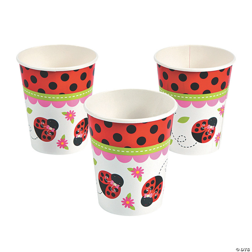 9 oz. Little Ladybug Red Polka Dot Disposable Paper Cups - 8 Ct. Image