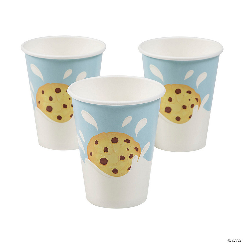 9 oz. Milk & Cookies Party Disposable Paper Cups - 8 Ct. Image
