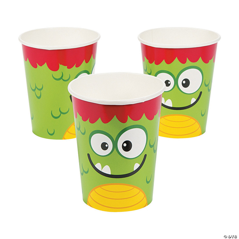 9 oz. Mini Monster Green Disposable Paper Cups - 8 Ct. Image