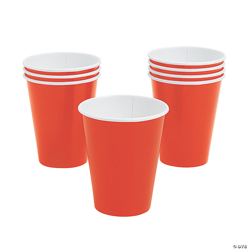 9 oz. Orange Disposable Paper Cups - 24 Ct. Image