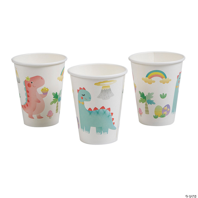 9 oz. Pastel Dinosaur Party Disposable Paper Cups - 8 Ct. Image