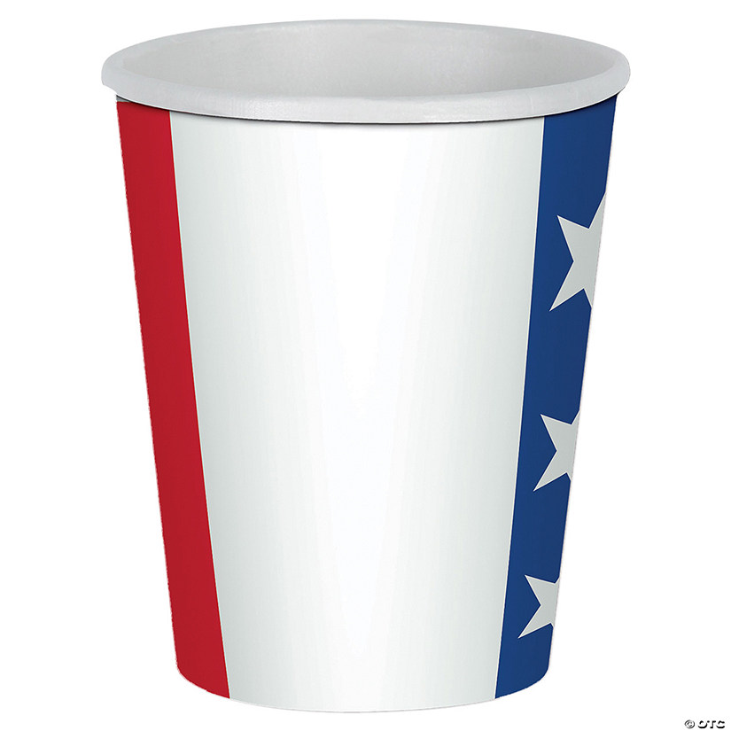 9 oz. Patriotic Stars & Stripes Disposable Paper Cups - 8 Ct. Image