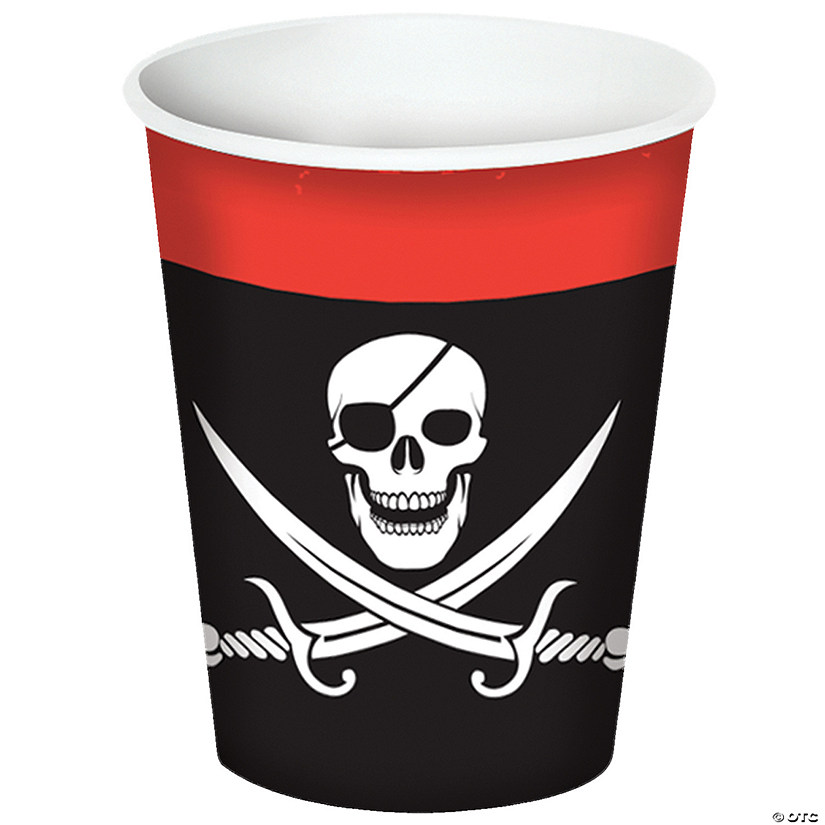 9 oz. Pirate Skull & Crossed Swords Disposable Paper Cups - 8 Ct. Image