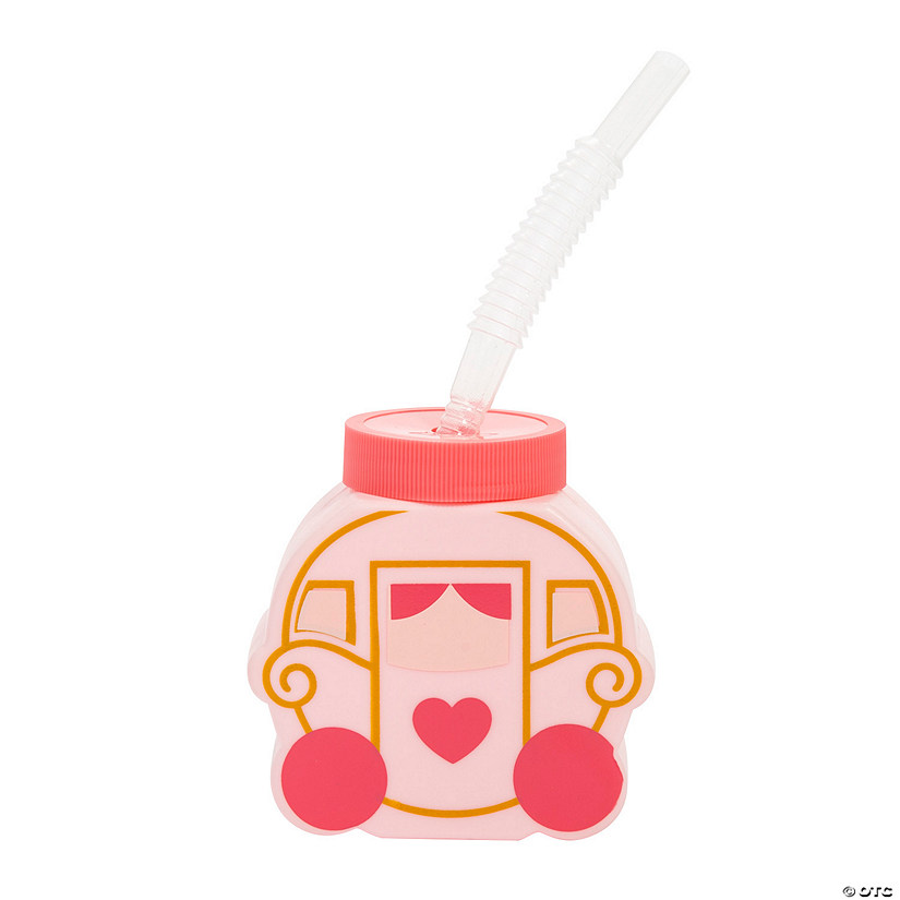 9 oz. Princess Carriage Plastic BPA-Free Plastic Cups with Lids & Straws - 8 Ct. Image