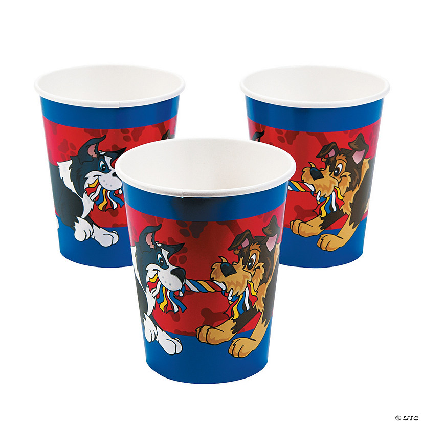 9 oz. Puppy Tug of War Party Disposable Paper Cups - 8 Ct. Image