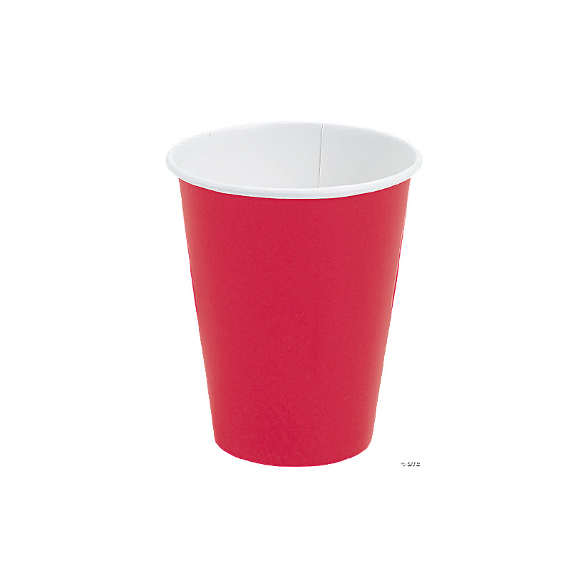 9 oz. Red Solid Color Disposable Paper Cups - 24 Ct. Image