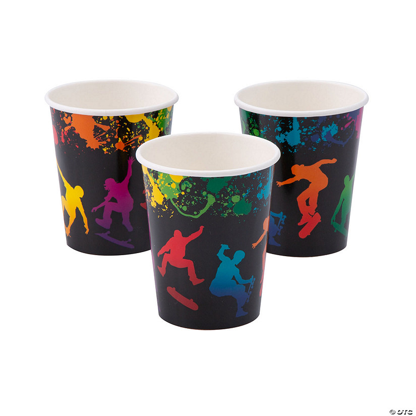 9 oz. Skateboard Party Kick Flip Disposable Paper Cups - 8 Ct. Image