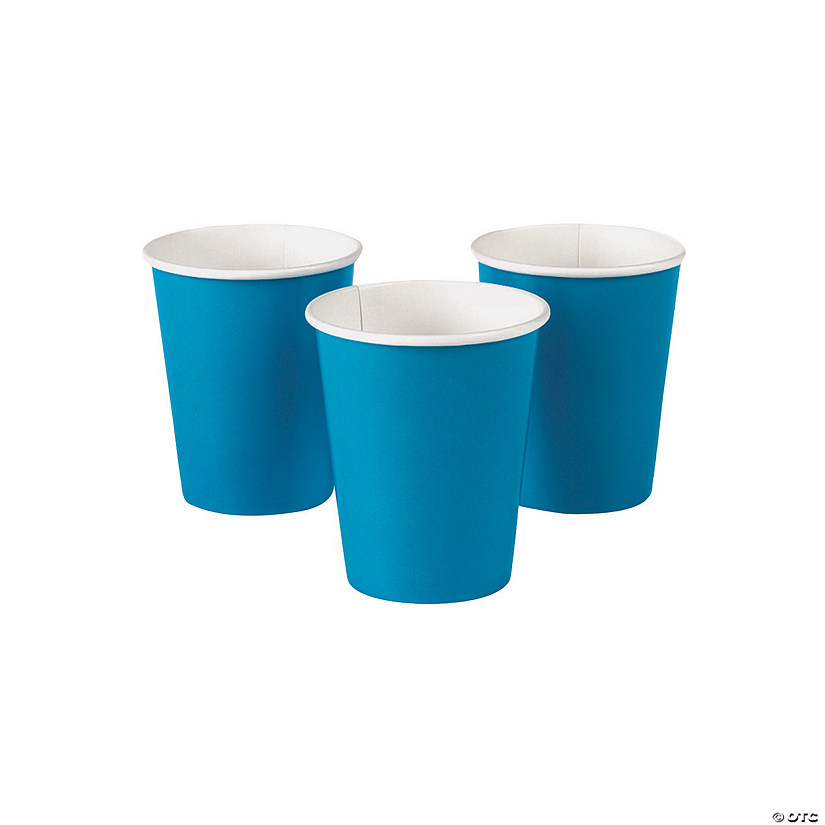 9 oz. Turquoise Disposable Paper Cups - 24 Ct. Image