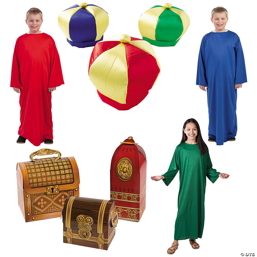 9 Pc. Kids Deluxe The Three Wise Men Costume Kit - Large/Extra Large Image