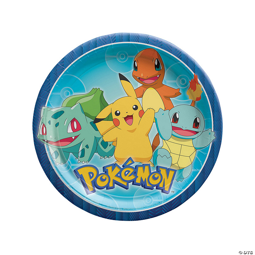 9" Pok&#233;mon&#8482; Party Paper Dinner Plates with Blue Trim - 8 Ct. Image