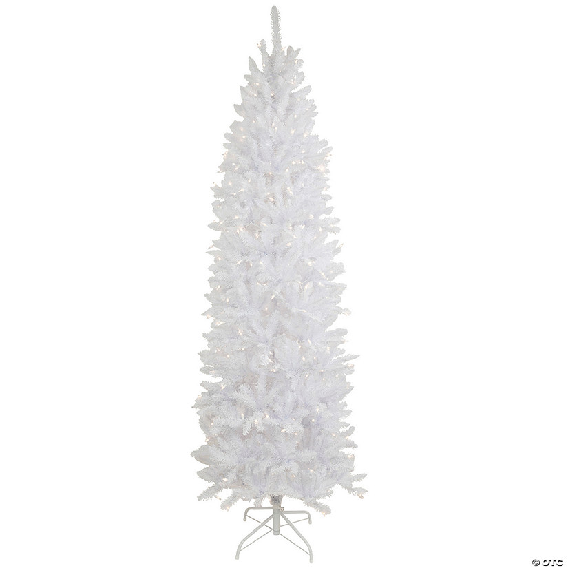 9' Pre-Lit Rapids White Pine Pencil Artificial Christmas Tree  Clear Lights Image