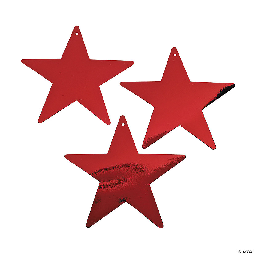 9" Red Metallic Stars - 12 Pc. Image