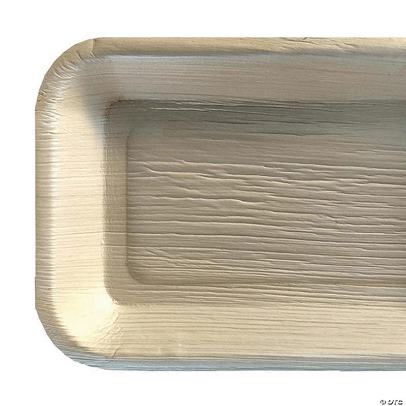 9" x 6" Rectangular Natural Palm Leaf Eco-Friendly Disposable Trays (25 Trays) Image