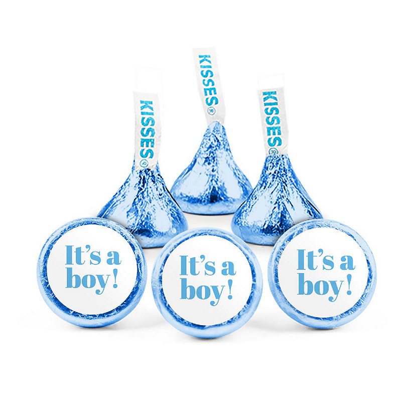 90ct It's a Boy Candy Baby Shower Favors Blue Hershey's Kisses Milk Chocolate (90 Candies + 1 Sheet Stickers) - Assembly Required - by Just Candy Image
