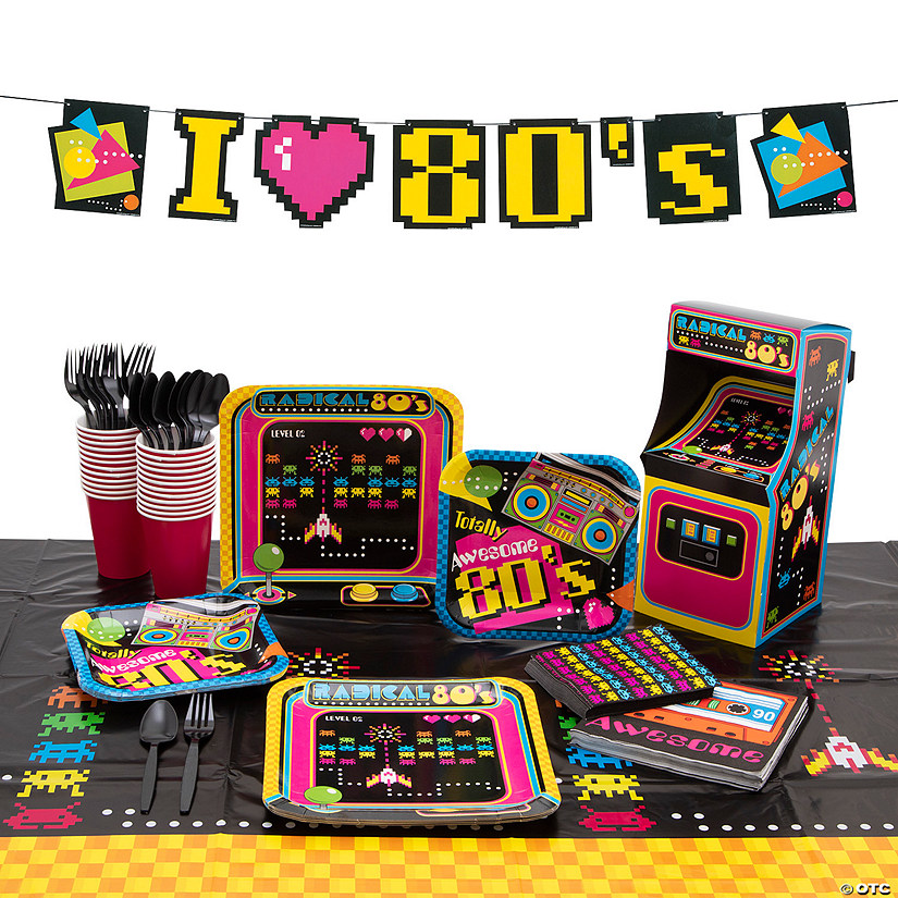91 Pc. 80s Party Tableware Kit for 8 Guests Image
