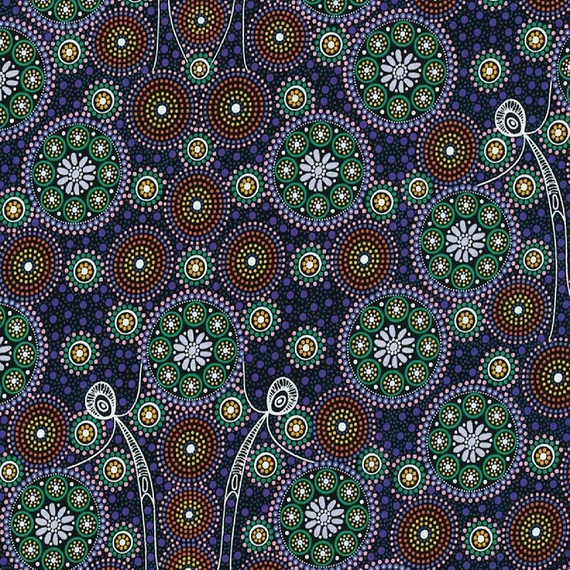 Aboriginal fabric Gathering Bush Tucker Purple by M  S Textiles Image