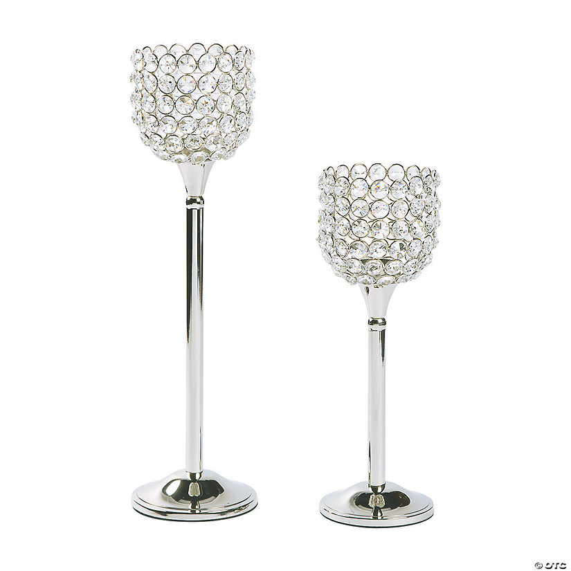 Acrylic Crystal Bead Pedestal Candle Holders - 2 Pc. Image