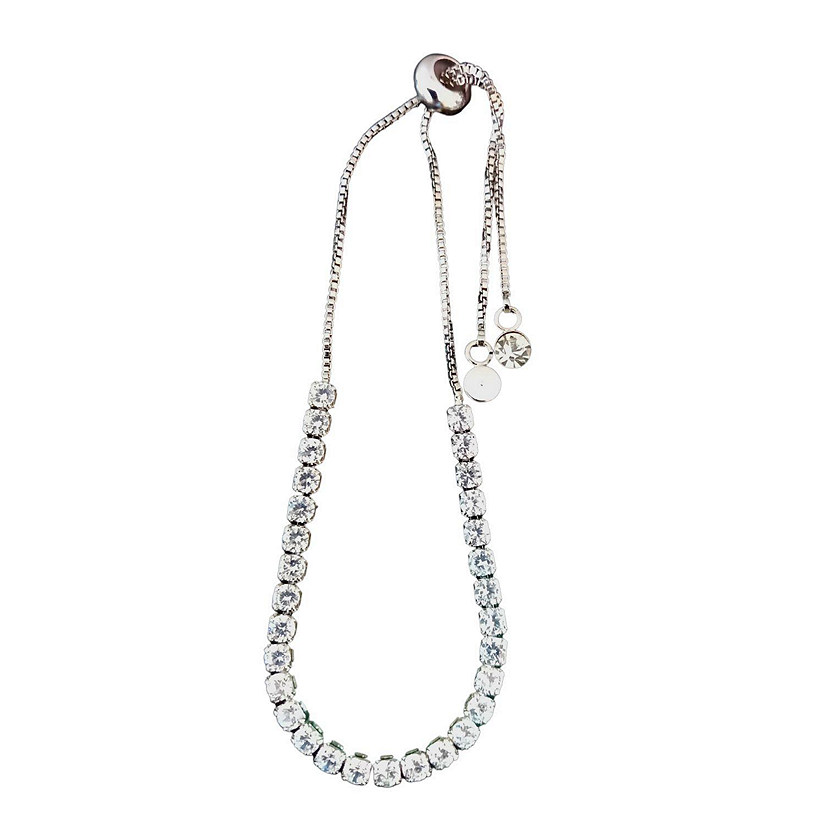 Adjustable Cubic Zirconia Tennis Bracelet for Women - Silver Image