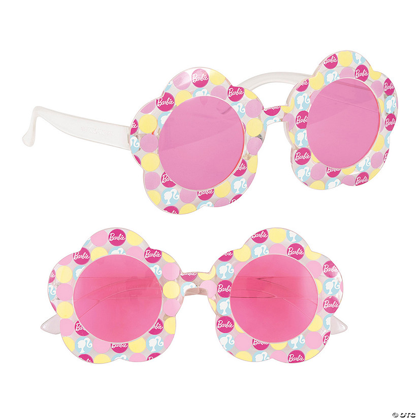 Adults Barbie&#8482; Flower-Shaped Pink Glasses - 4 Pc. Image
