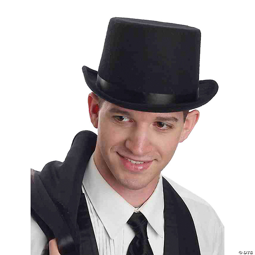 Adults Black Top Hat with Hatband Image