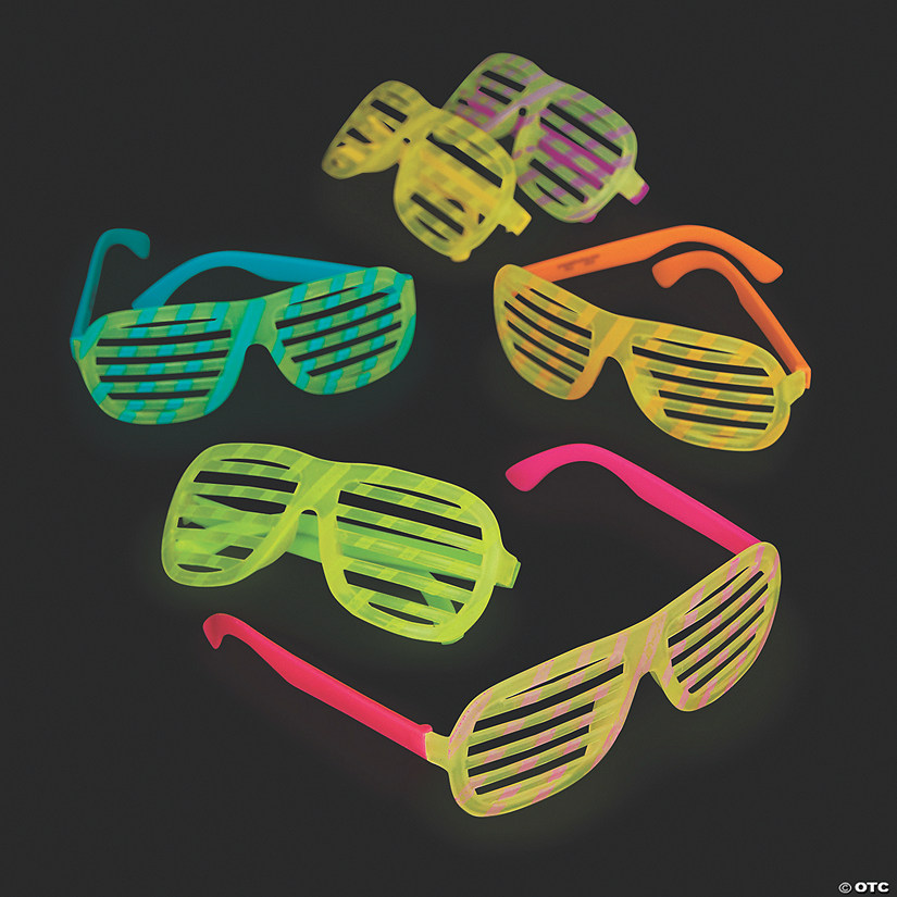 Adults Bright Color Glow-in-the-Dark Shutter Glasses - 12 Pc. Image