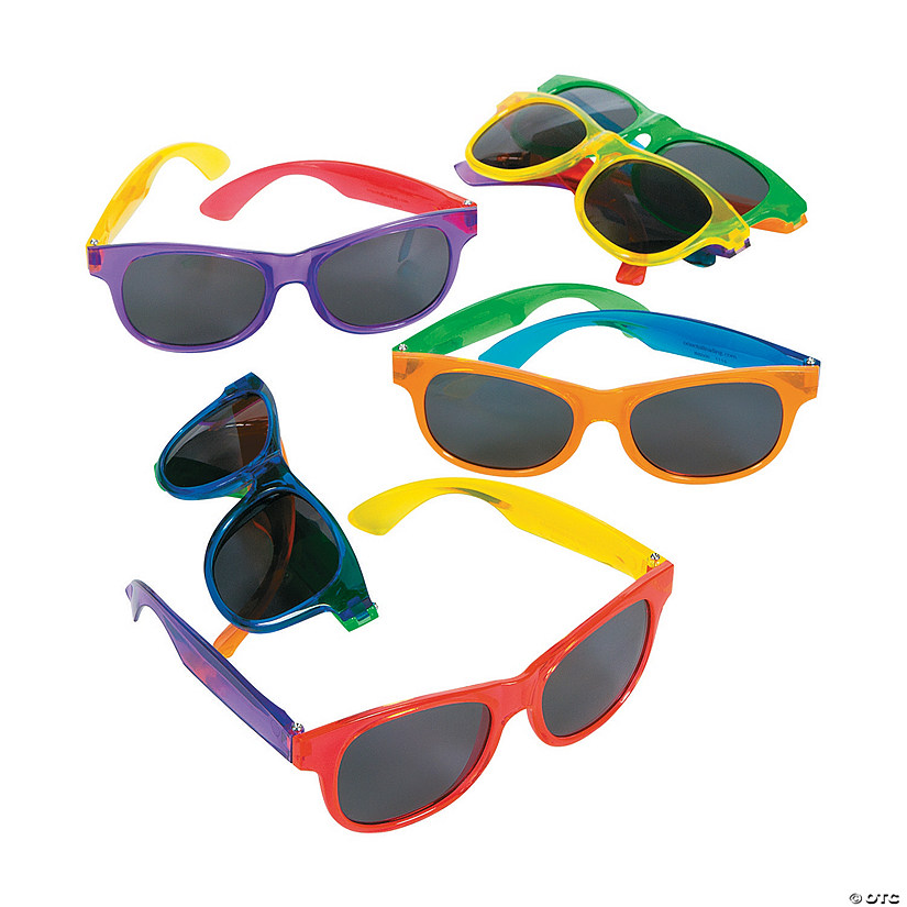 Adults Bright Transparent Sunglasses - 12 Pc. Image