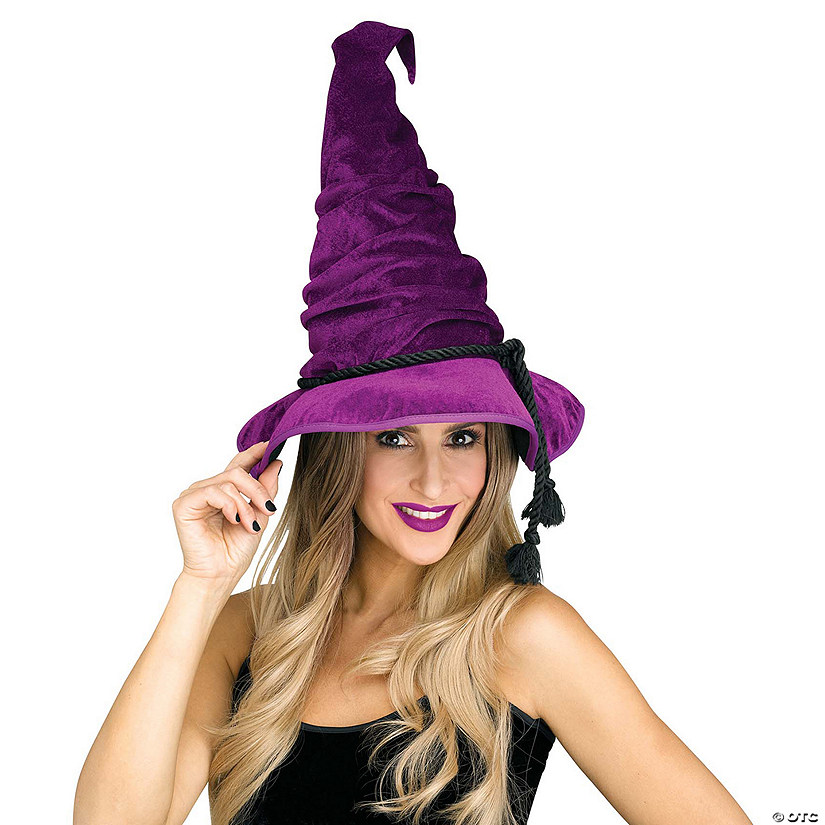 Adults Purple Velour Witch Hat Image