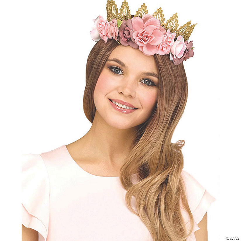 Adults Rose & Gold Fantasy Fairy Floral Crown Image