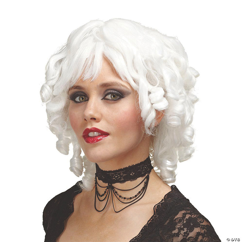 Adults White Curly Short Wig Image
